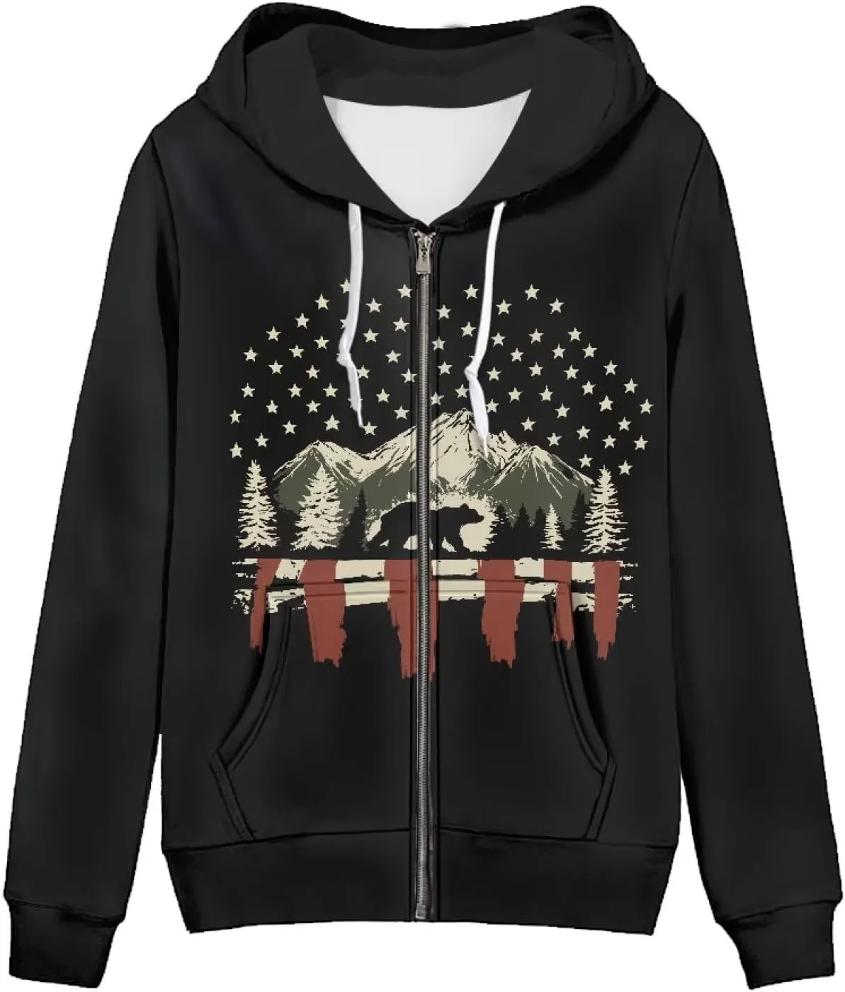 Womens Zip Up Hoodie Unique Graphic Long Sleeve Hooded Sweatshirt Pocket Loose Fit Winter Fall Clothes