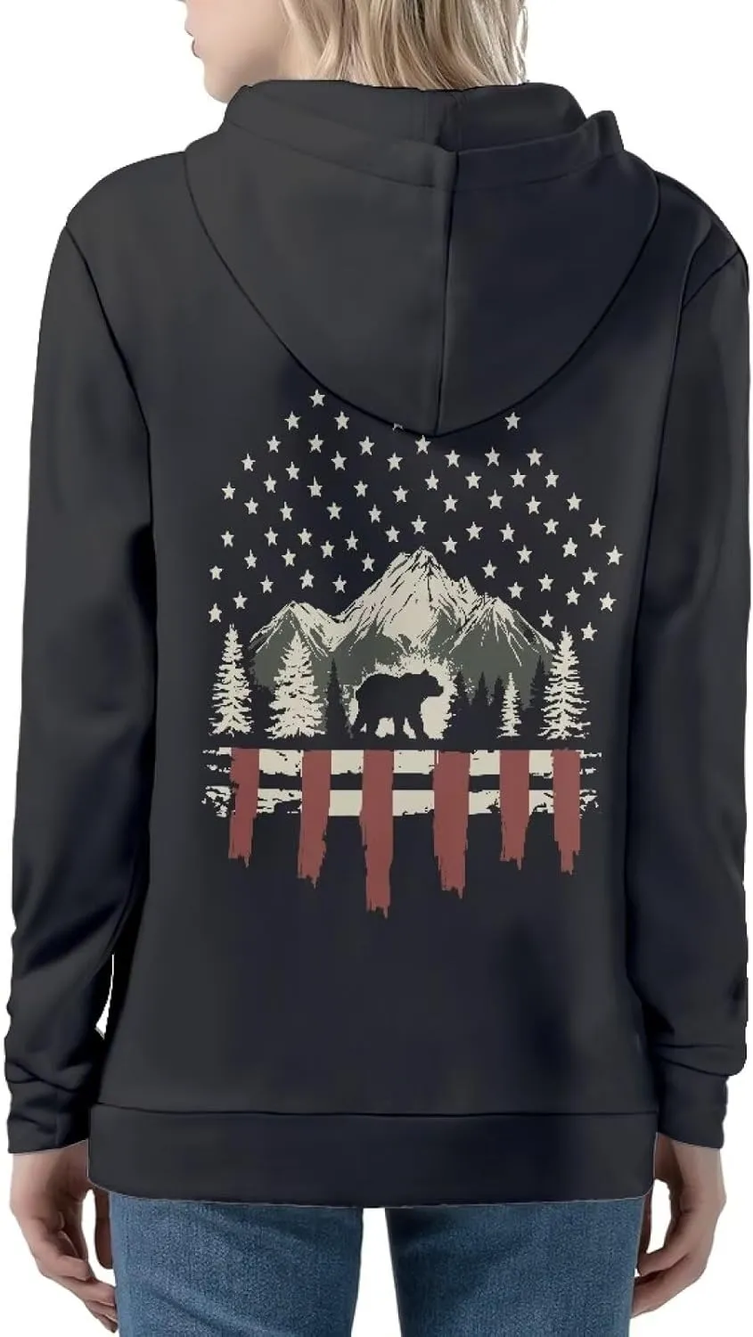 Womens Zip Up Hoodie Unique Graphic Long Sleeve Hooded Sweatshirt Pocket Loose Fit Winter Fall Clothes