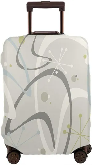 WONDERTIFY Atomic Suitcase Cover Vintage Retro Mid Century Modern 1950S Style Travel Elastic Protective Washable Suitcase Protector Beige Fits 25 To 28 Inch