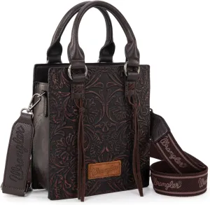 Wrangler Small Crossbody Bag for Women Tooling Top Handle Handbags and Mini Tote Bag