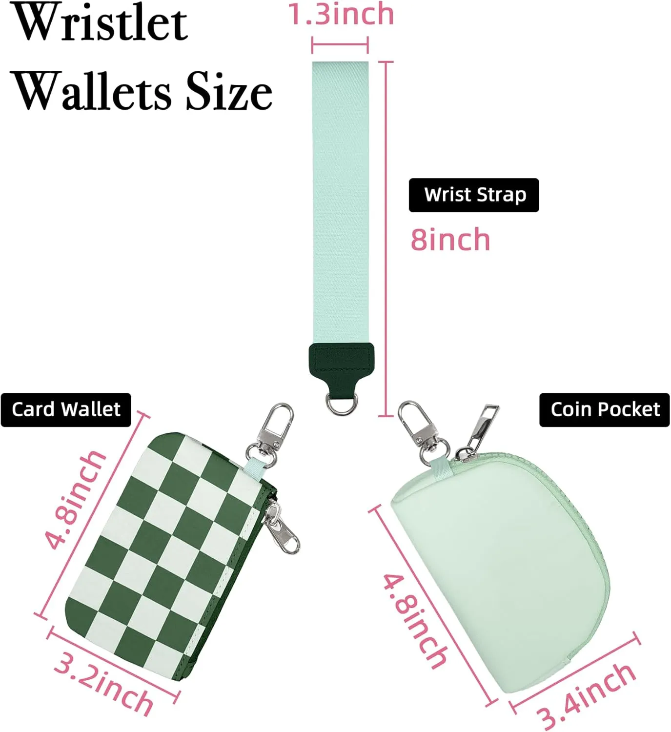 Wristlet Wallets for Women Ladies Teen Girls Female Credit Card Holder Wallets Cute Aesthetic Unique Modern Cardholder Purse Keychain Zipper