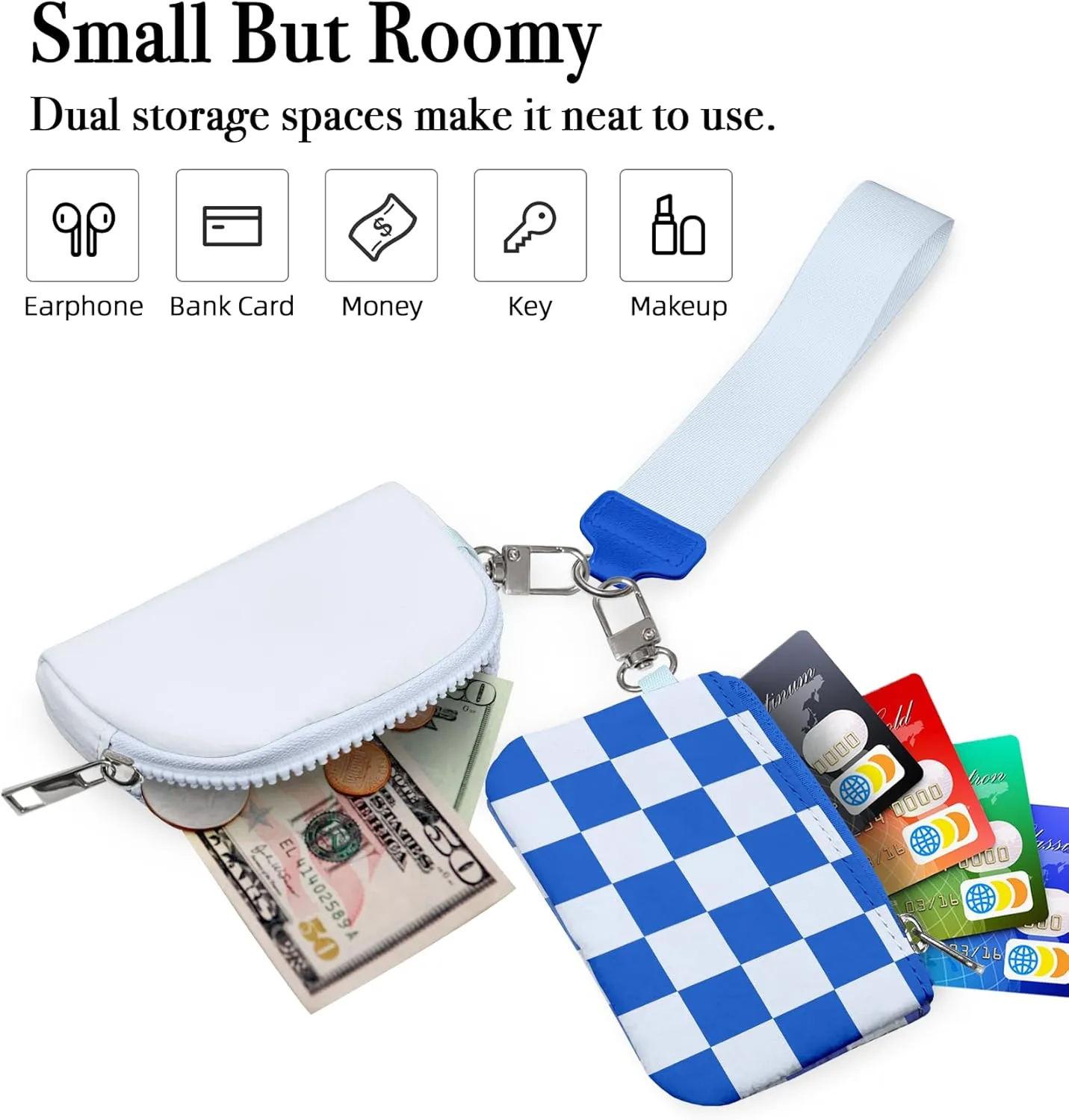 Wristlet Wallets for Women Ladies Teen Girls Female Credit Card Holder Wallets Cute Aesthetic Unique Modern Cardholder Purse Keychain Zipper