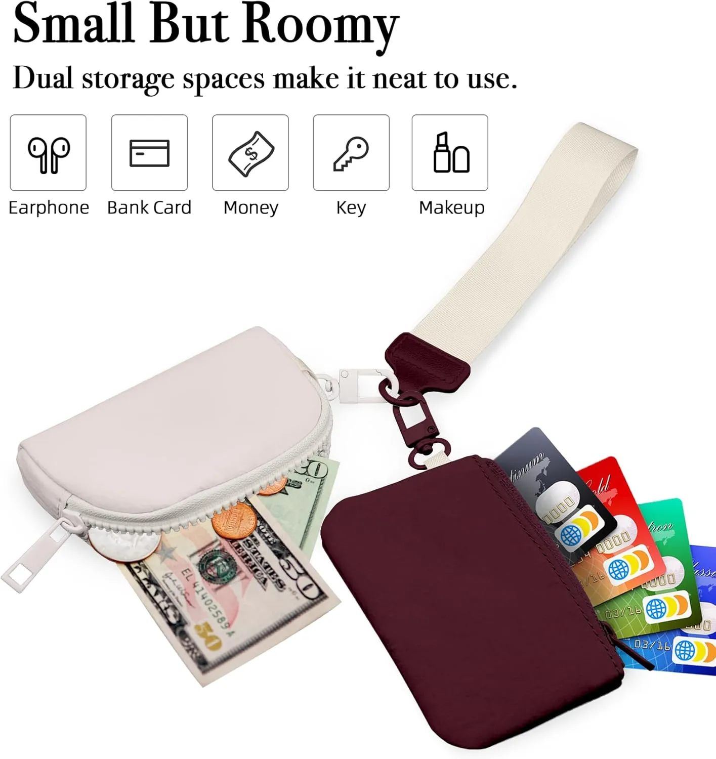 Wristlet Wallets for Women Ladies Teen Girls Female Credit Card Holder Wallets Cute Aesthetic Unique Modern Cardholder Purse Keychain Zipper