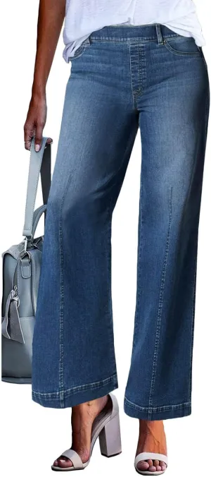 YUTANRAL Womens Jeans/Sweatpants 2024 Lounge Baggy Wide Leg Pants Fashion High Waisted Joggers Y2k Clothes, Large