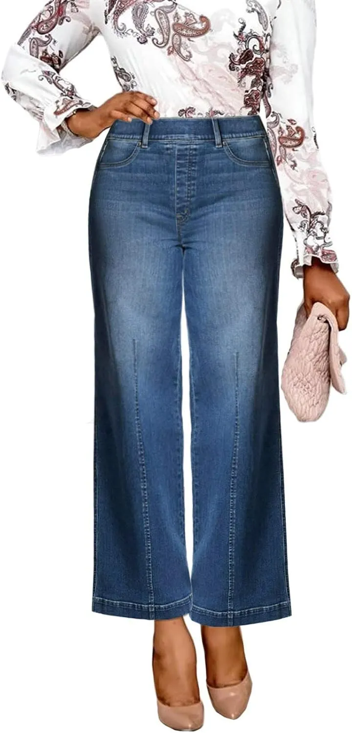 YUTANRAL Womens Jeans/Sweatpants 2024 Lounge Baggy Wide Leg Pants Fashion High Waisted Joggers Y2k Clothes, Large