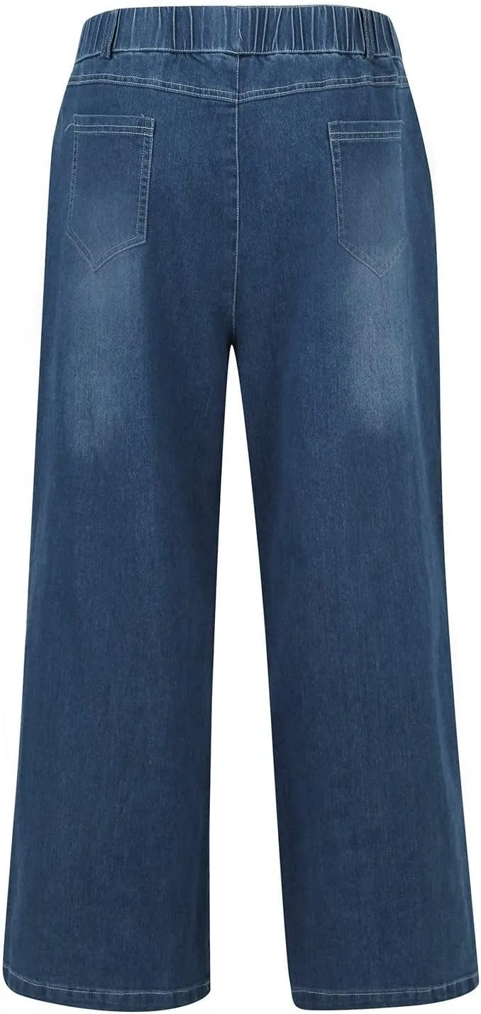 YUTANRAL Womens Jeans/Sweatpants 2024 Lounge Baggy Wide Leg Pants Fashion High Waisted Joggers Y2k Clothes, Large